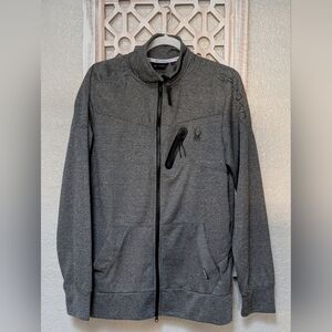 Spyder Active ProWEBB Jacket Mens Medium Gray Full Zip Mock Neck Athletic Casual
